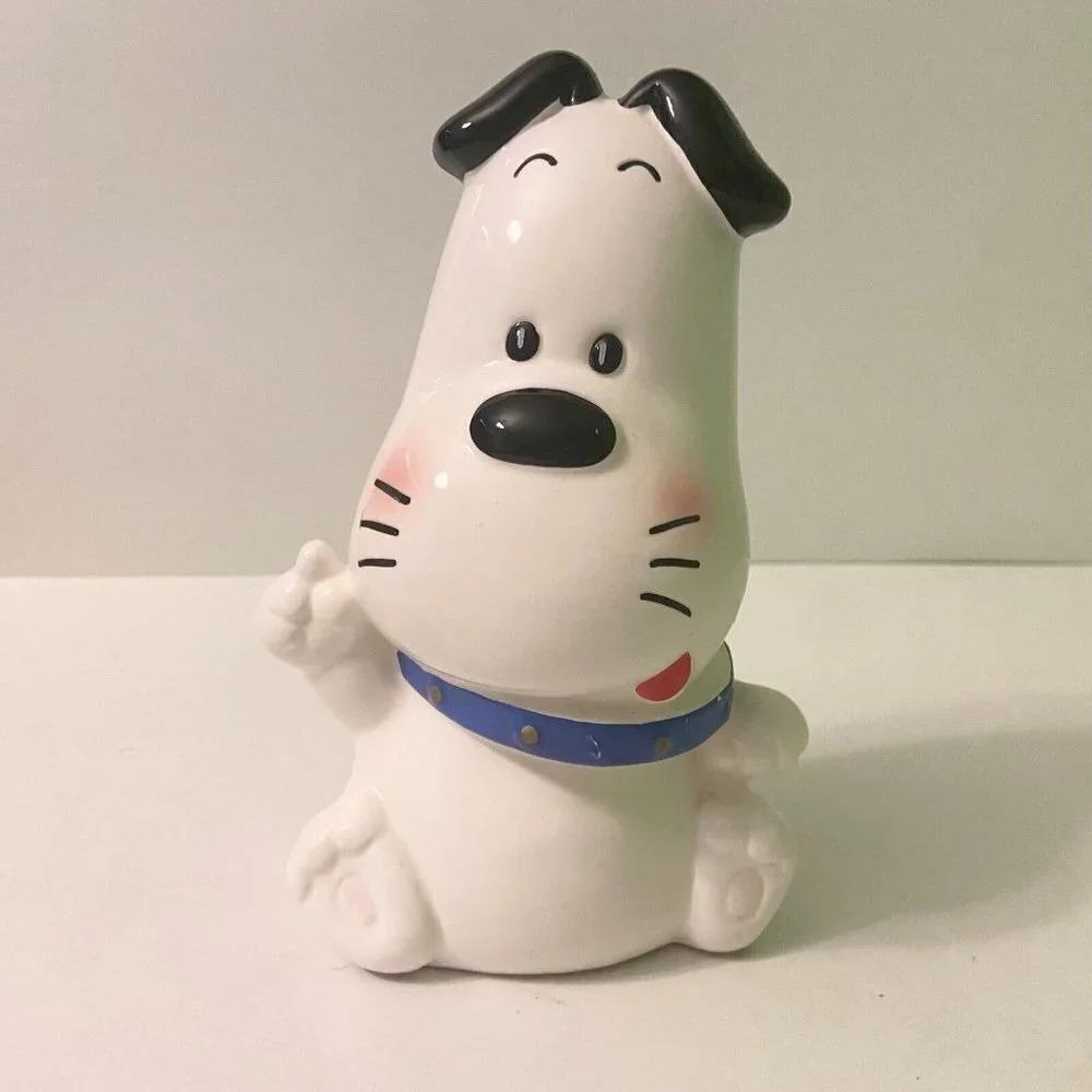 Vintage Ceramic Dog Coin Bank Victor Musical Industries Inc 6.5 Inch Figurine